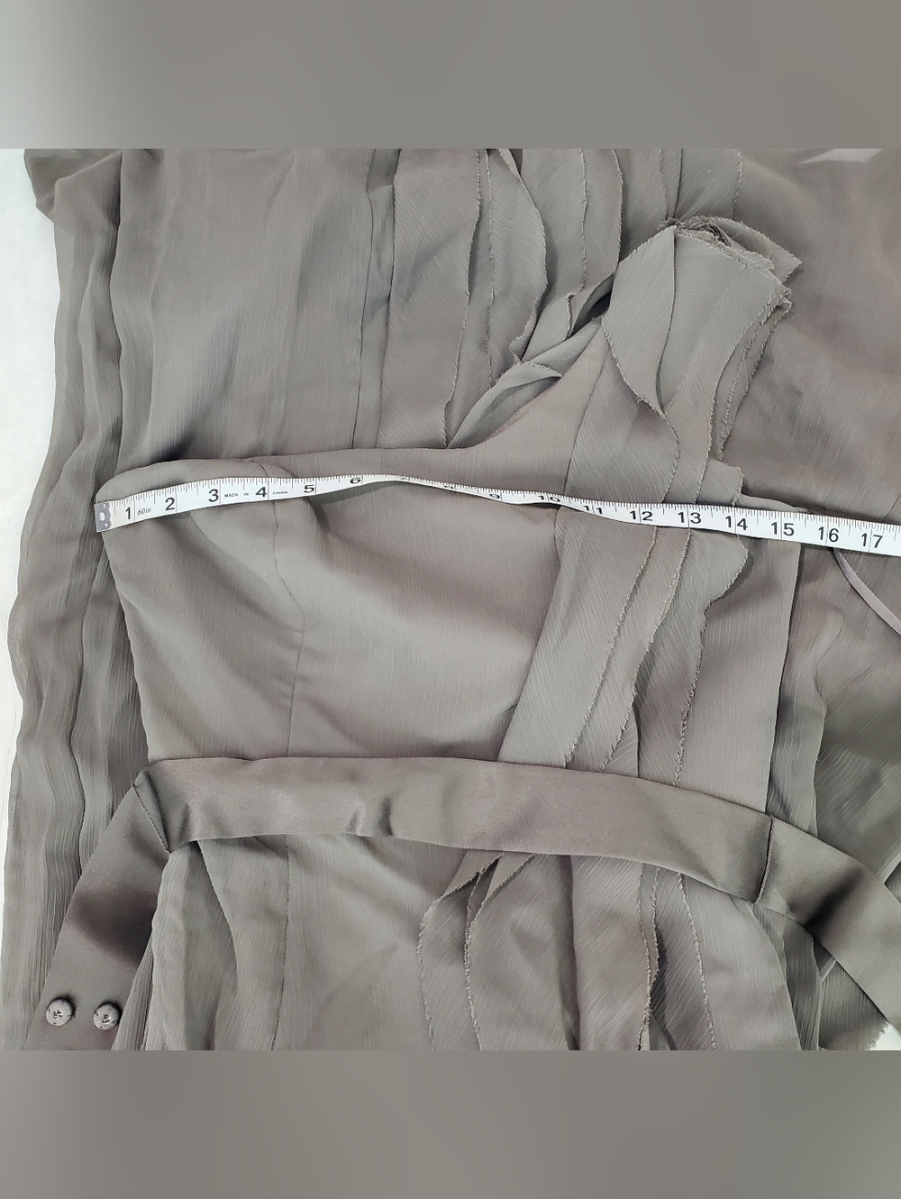 White by Vera Wang One Shoulder Ruffle Gown Dress Bridesmaid Wedding Gray Sz 2 - Picture 11 of 13
